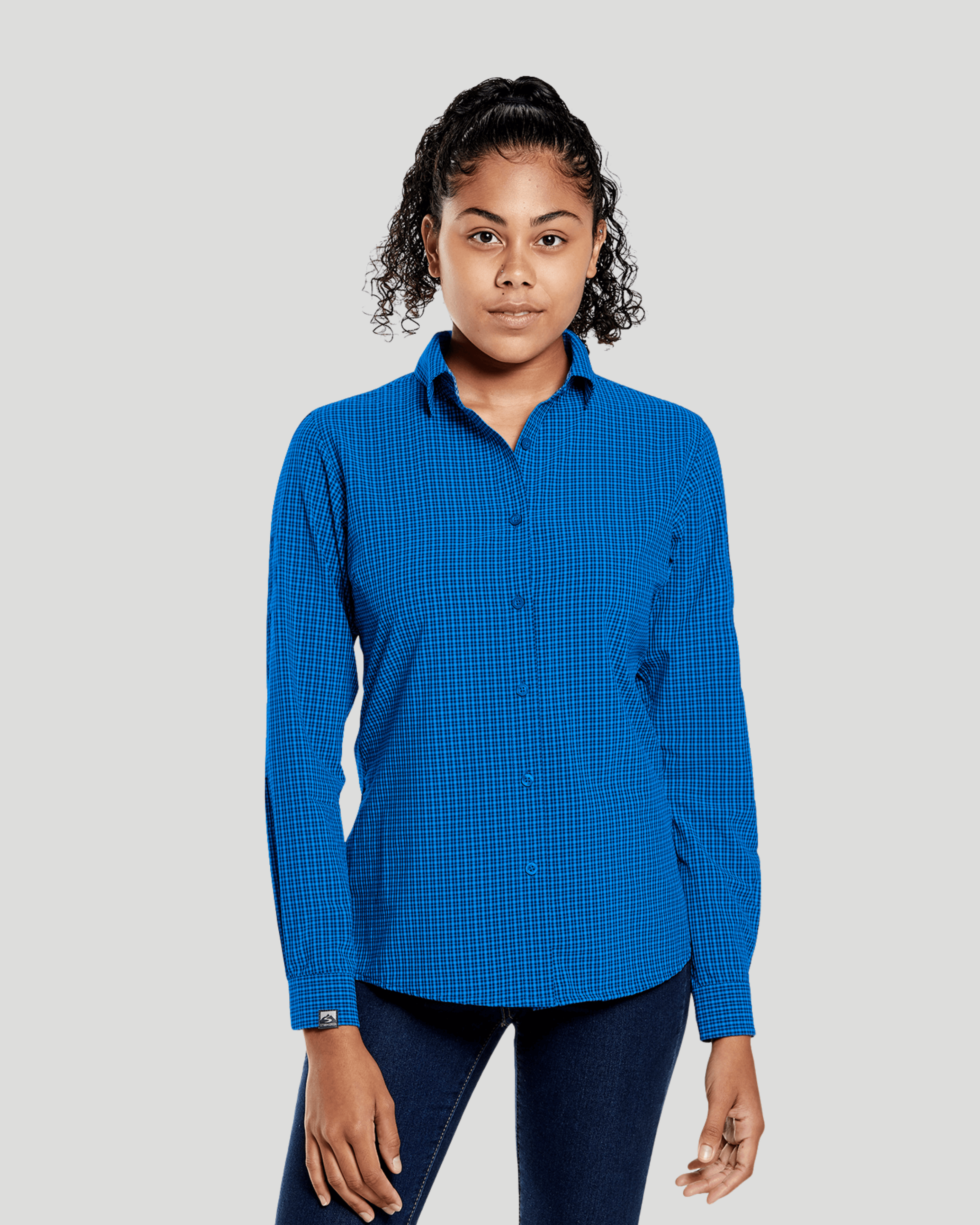 Women's Microplaid Influencer Stretchy Button Up Shirt – Storm Creek Women's Microplaid Influencer Stretchy Button Up Shirt – Storm Creek