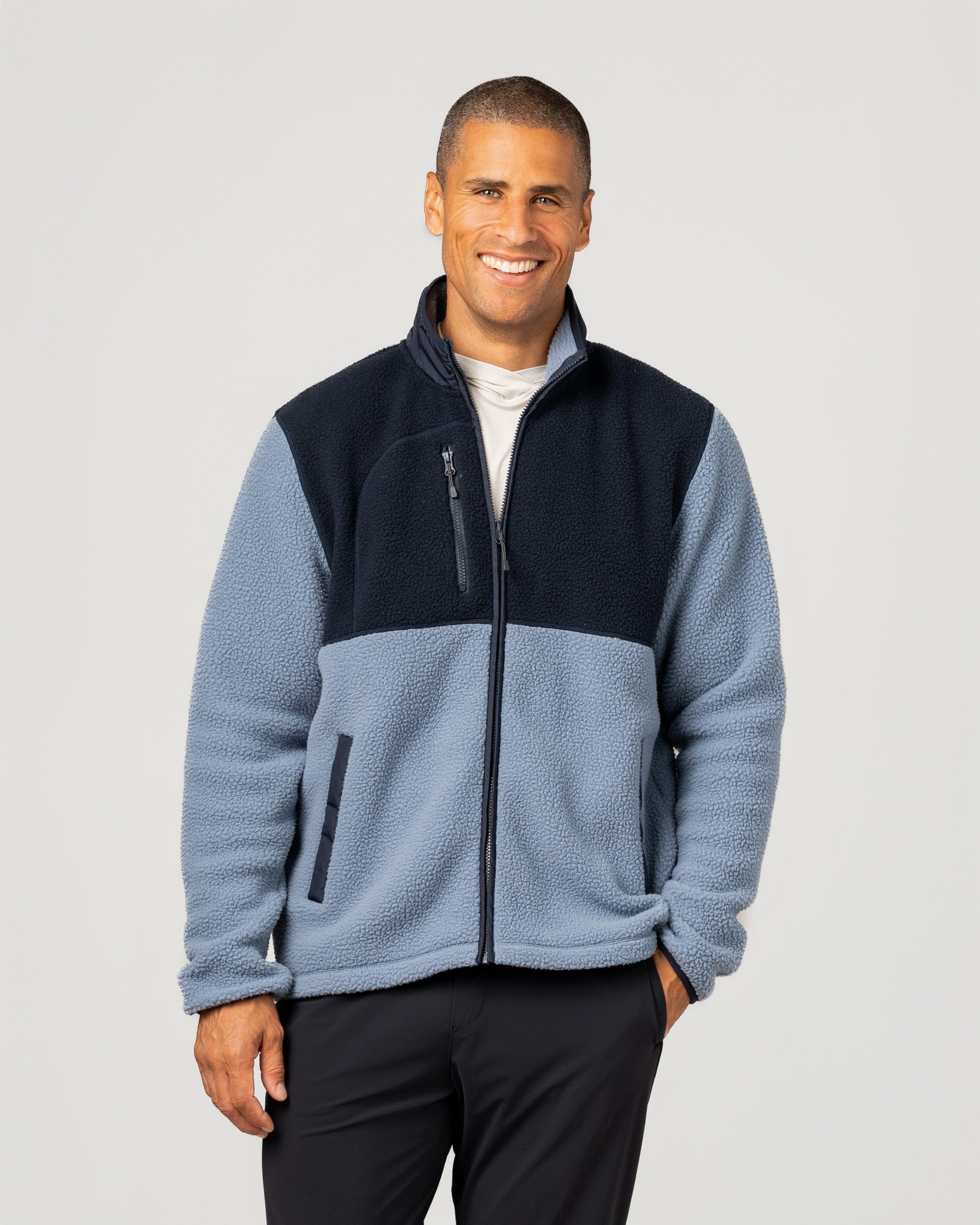 Men's Warm Up Colorblock Sherpa Fleece Jacket – Storm Creek