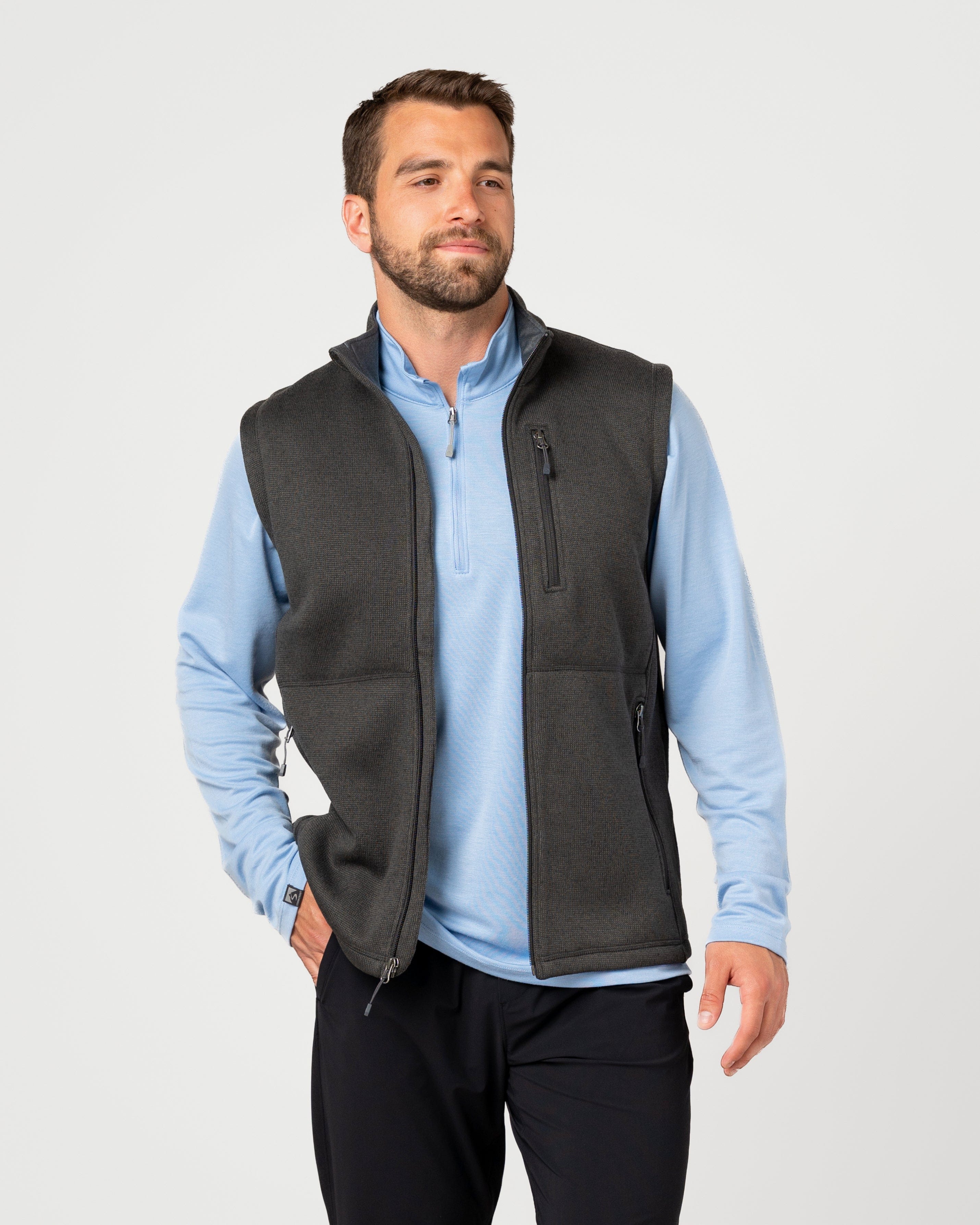 Men's Overachiever Sweater Fleece Vest Platinum Gray / 4XL Men's Overachiever Sweater Fleece Vest Platinum Gray / 4XL