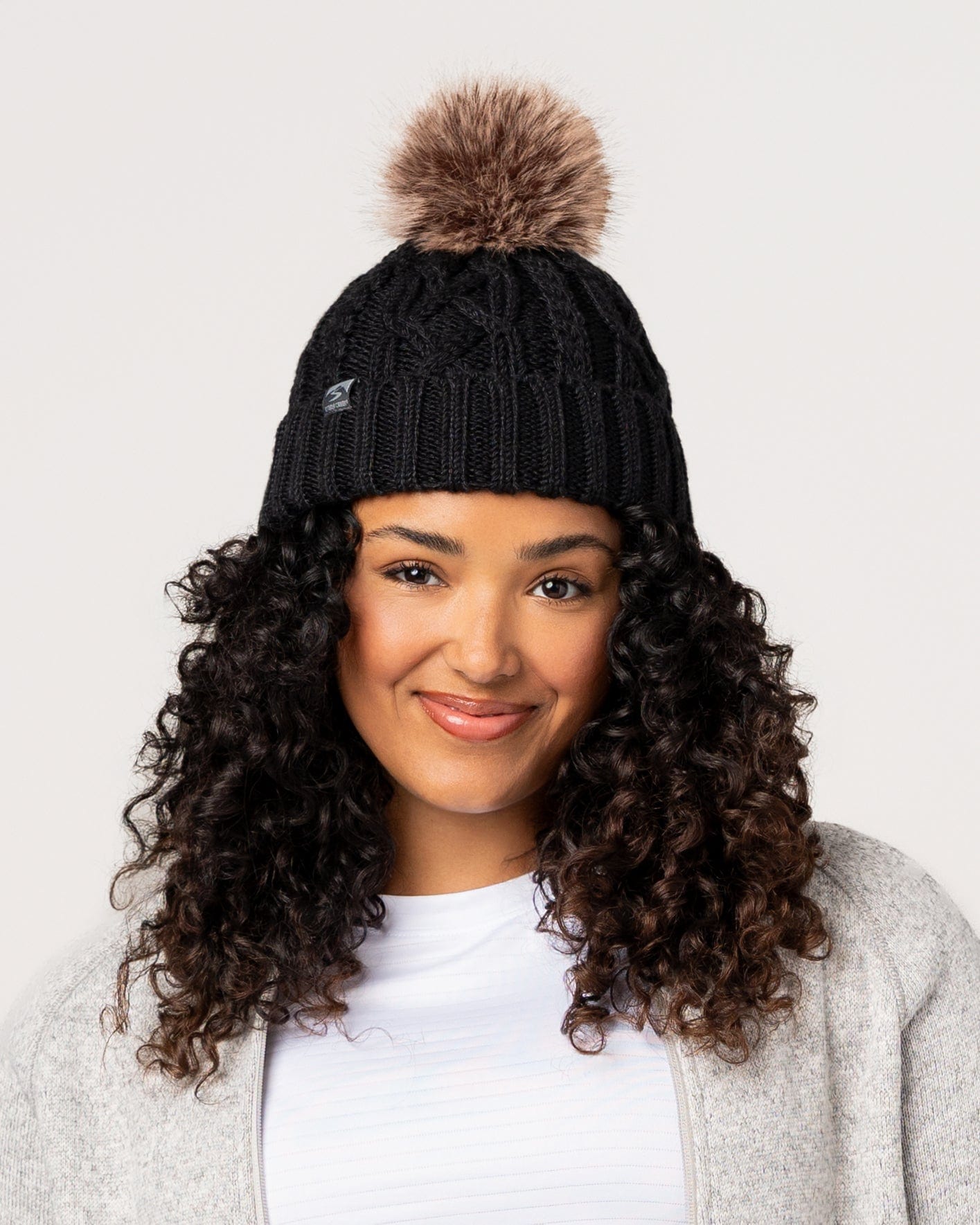 Show Off Cable Knit Pom Beanie