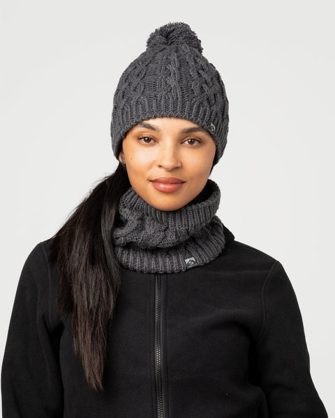 Women's Freeze Baby Fleece-Lined Cable Knit Pom Hat