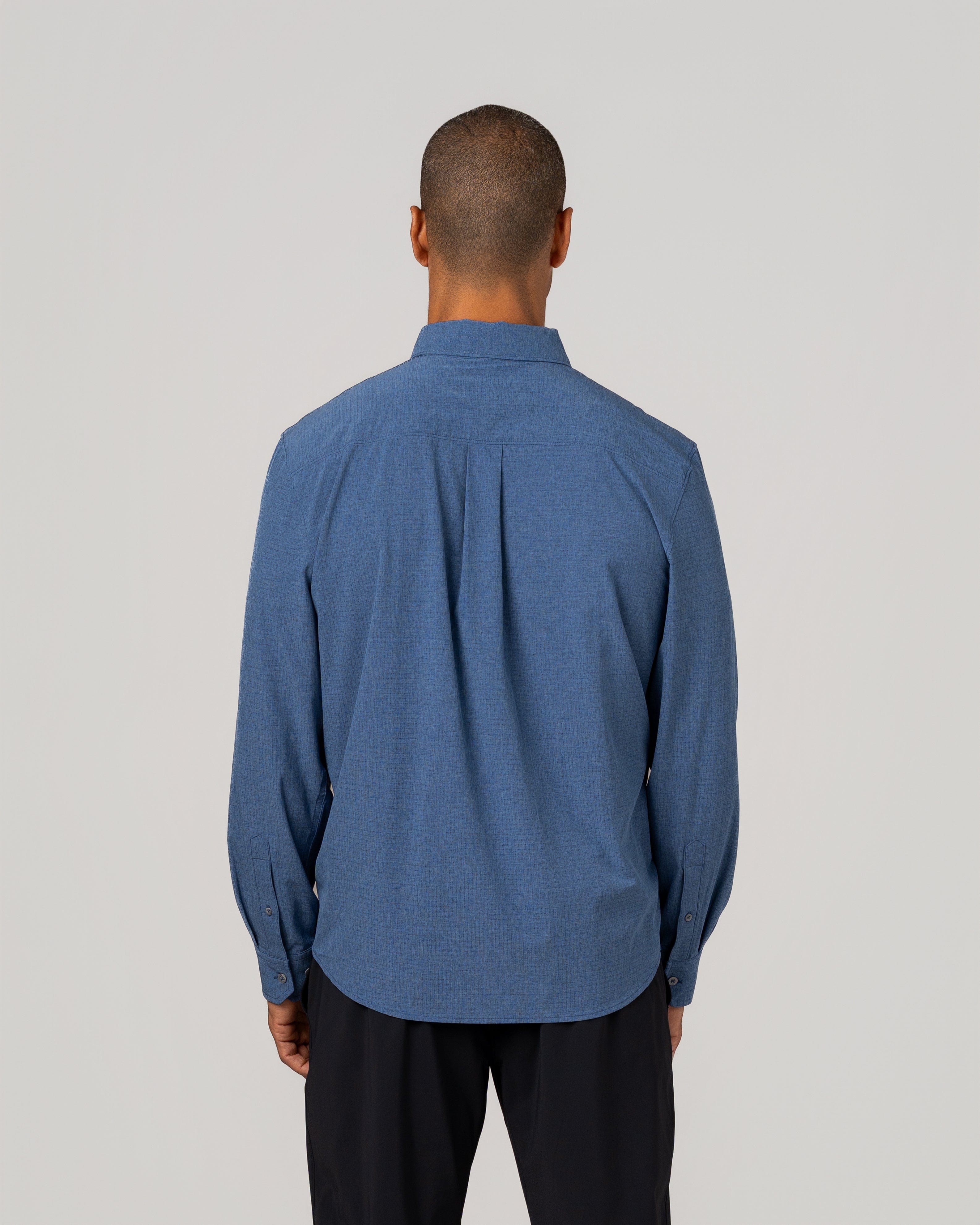 【ネイビー】ストレッチ布帛オーバーシャツ <NATIVE> (MENS) 予約販売6月上旬～中旬入荷】【Jih Nunc(ジーヌンク)】ストレッチ