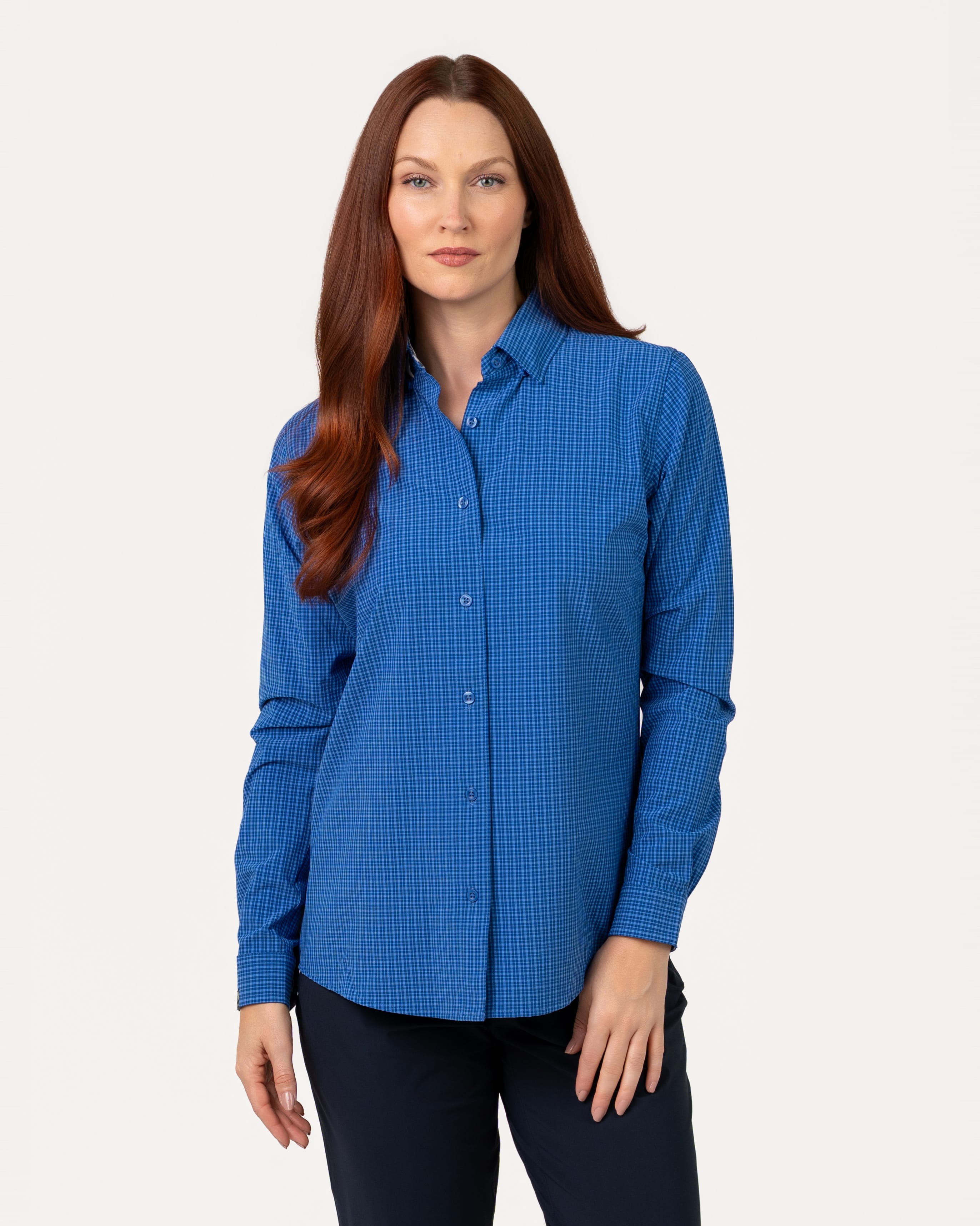 Women's Microplaid Influencer Stretchy Button Up Shirt – Storm Creek