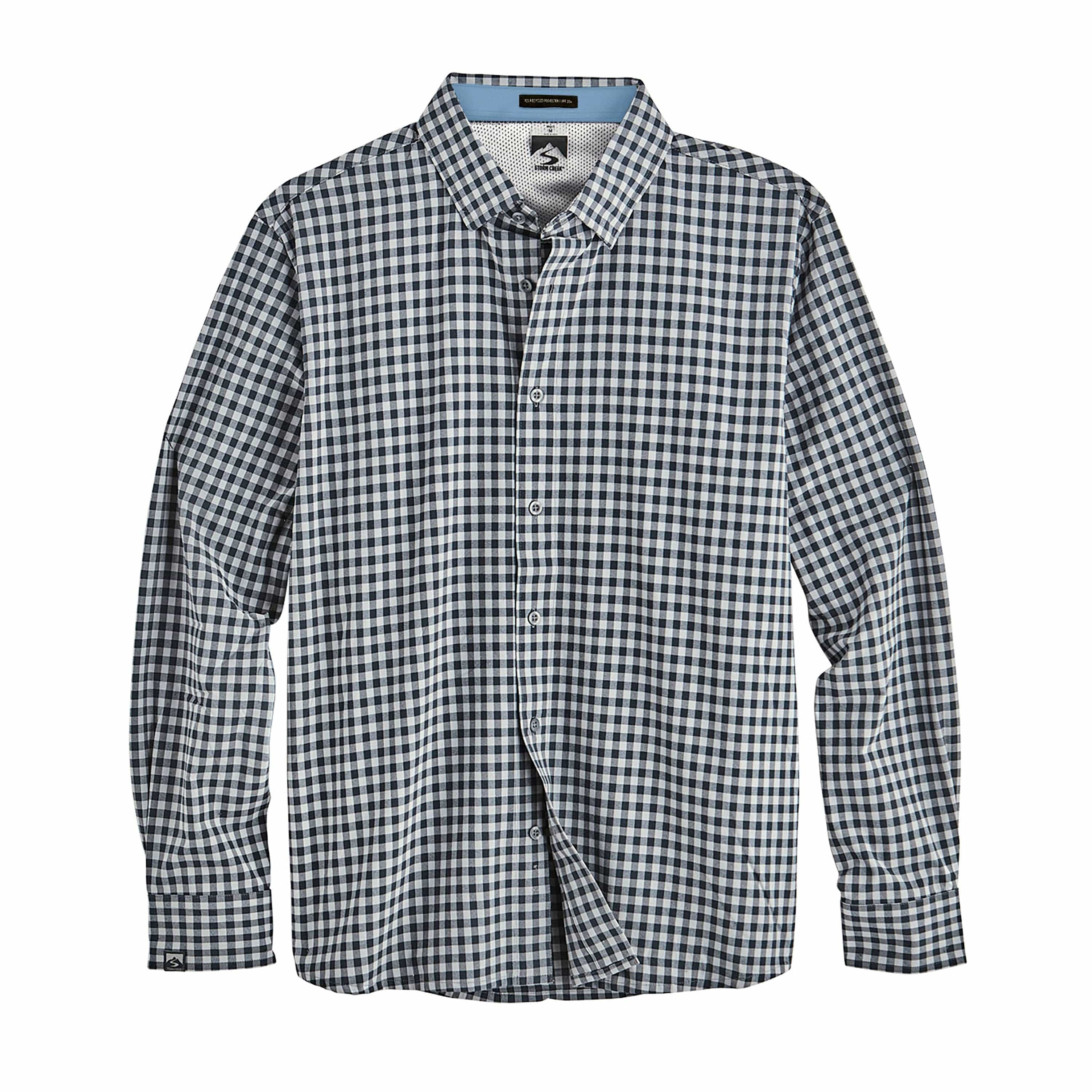 Men's Influencer 4-Way Stretch Button Down Shirt - Gingham, Jet Gray (patterned cuff) / LT Men's Influencer 4-Way Stretch Button Down Shirt - Gingham, Jet Gray (patterned cuff) / LT