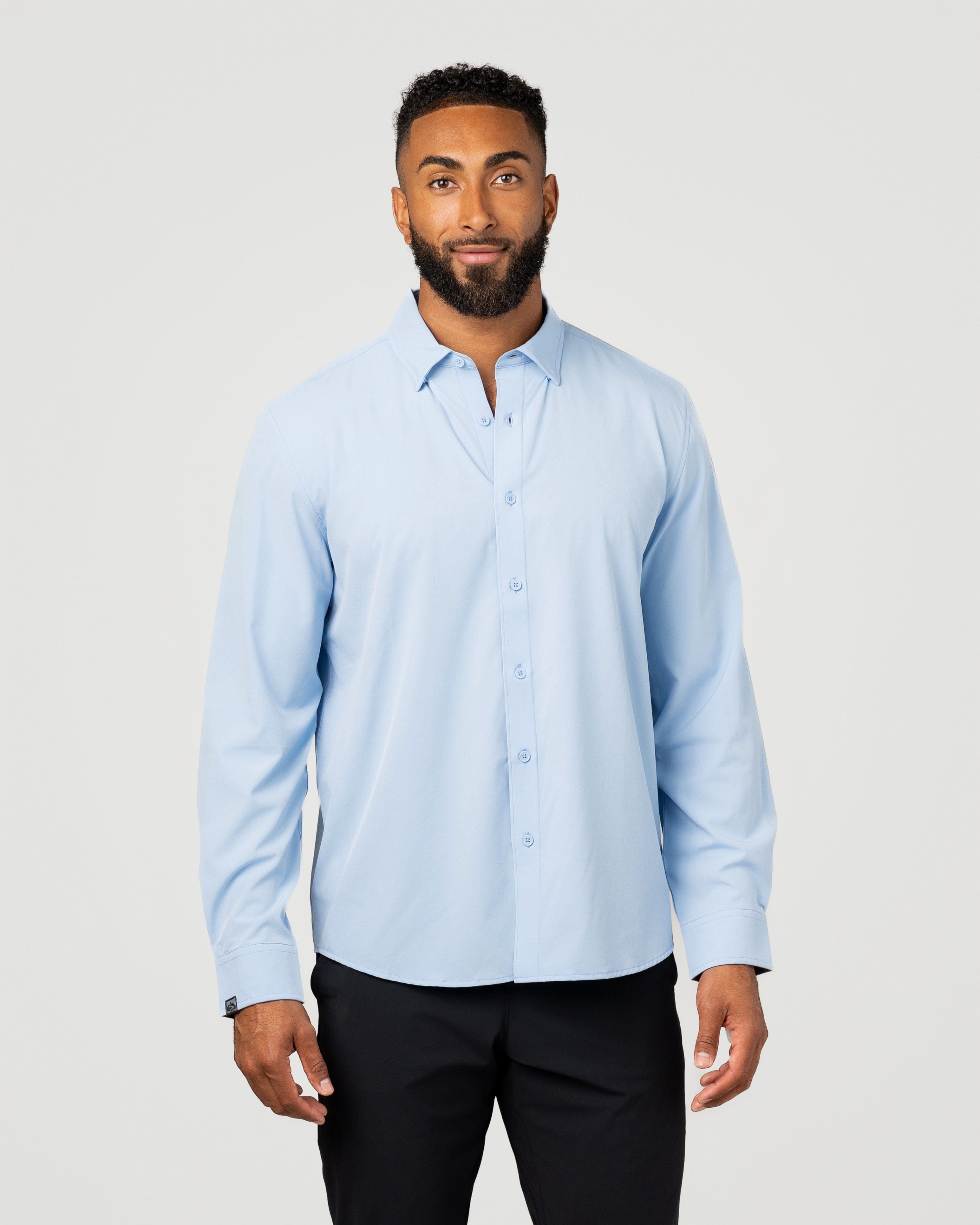 Men's Solid Influencer Stretchy Button Down Shirt