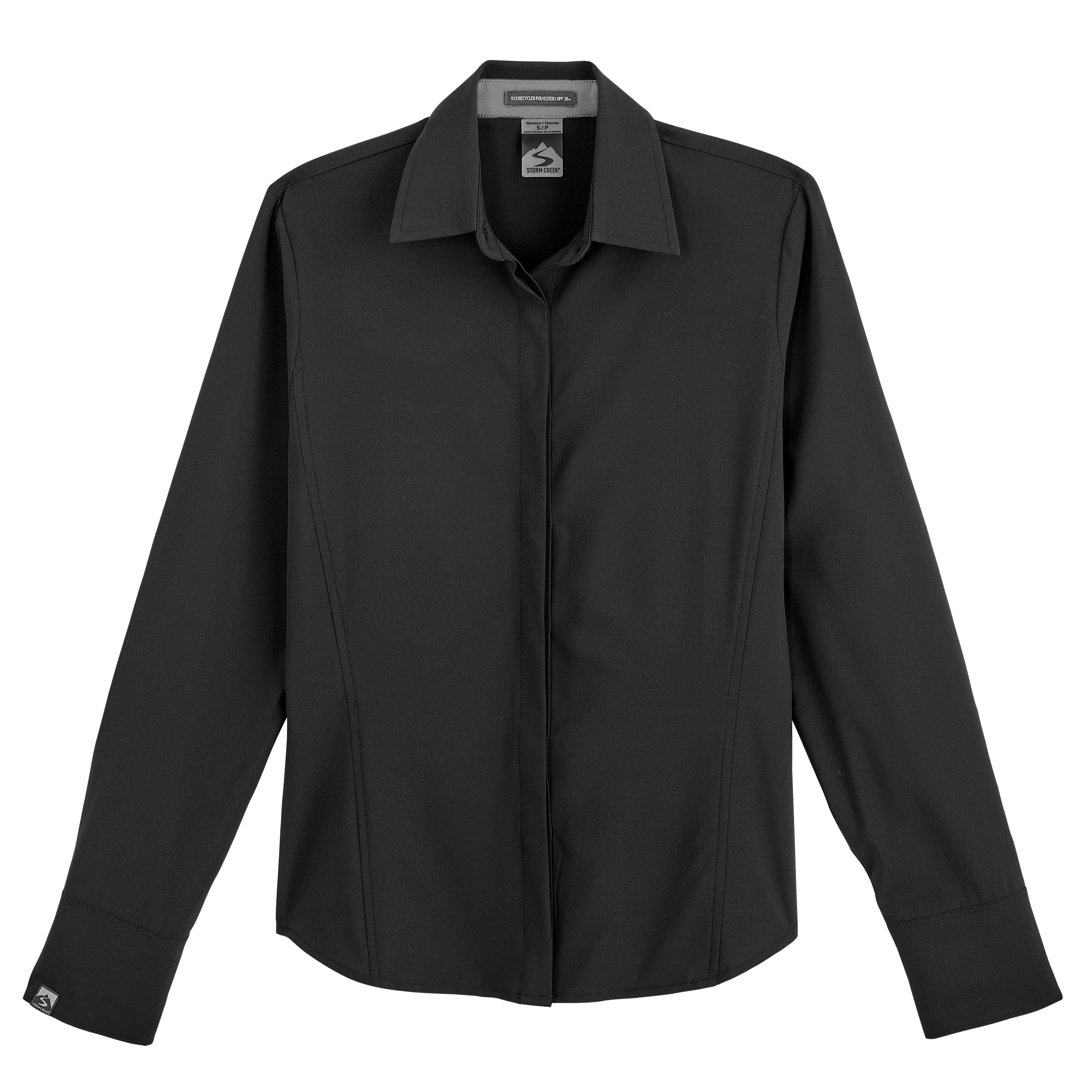 Women's Executive 4-Way Stretch Solid Button Up Black/Gray / M Women's Executive 4-Way Stretch Solid Button Up Black/Gray / M