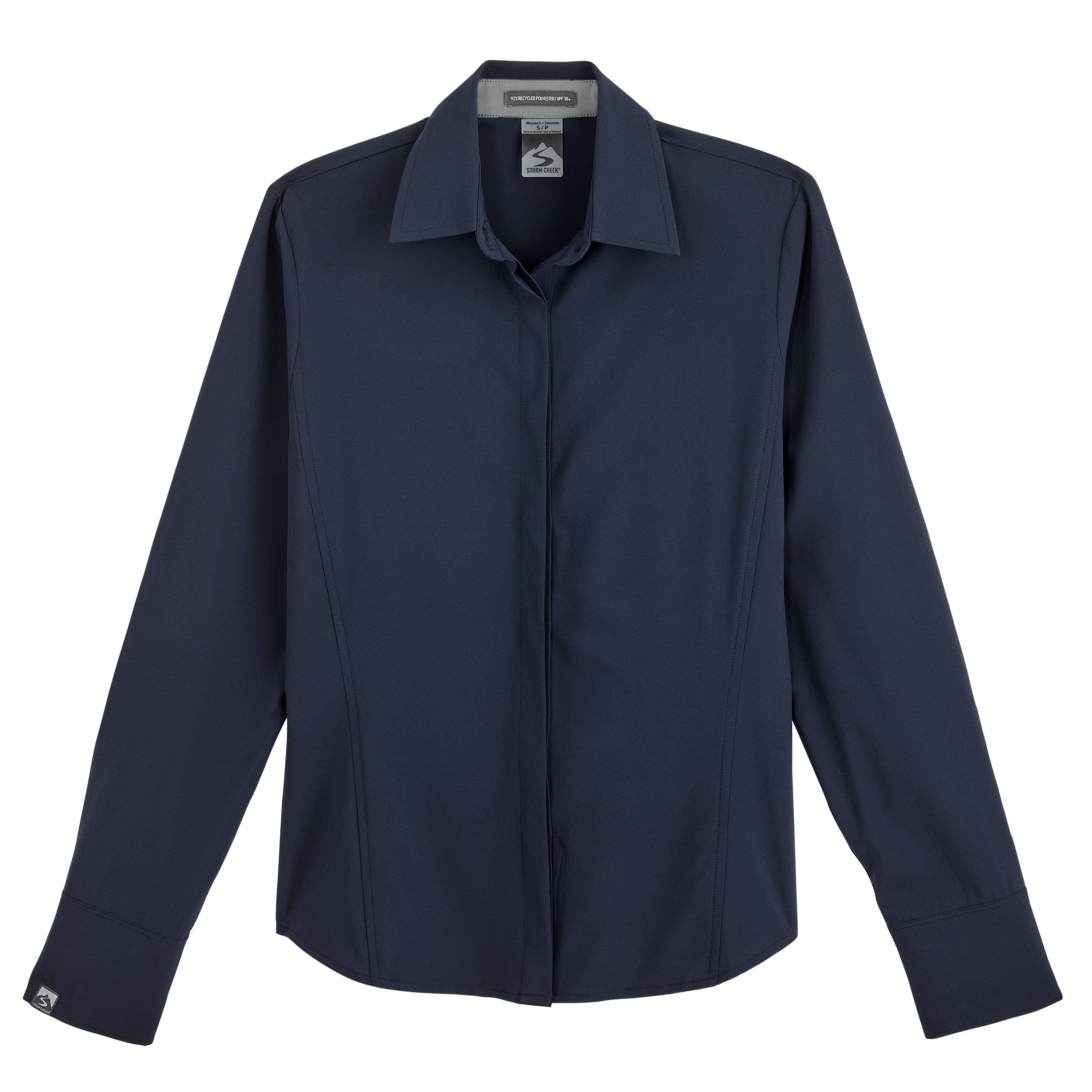 Women's Executive 4-Way Stretch Solid Button Up Navy Blue/Gray / 3XL Women's Executive 4-Way Stretch Solid Button Up Navy Blue/Gray / 3XL