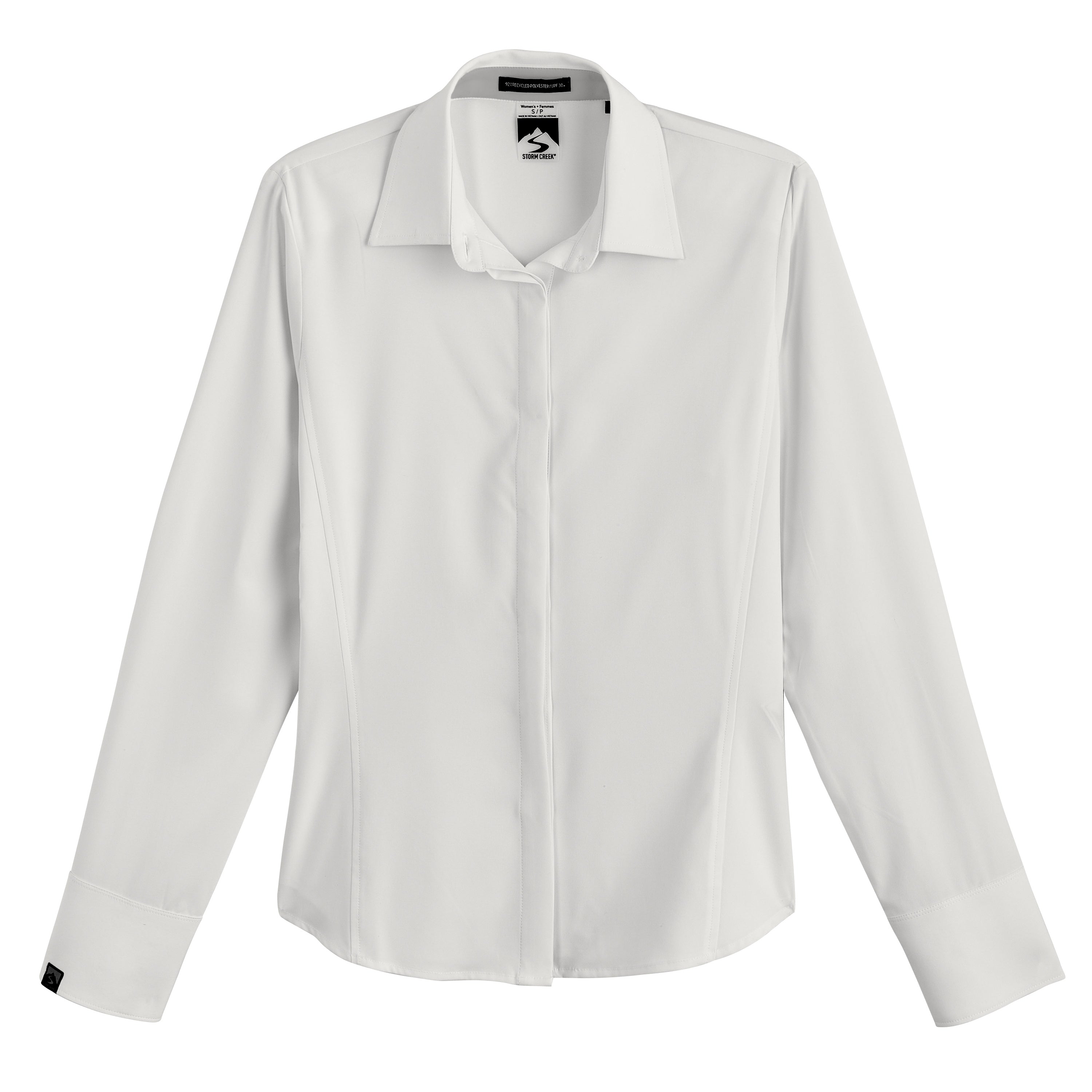 Women's Influencer Stretchy Button Up Shirt, White/Gray / L