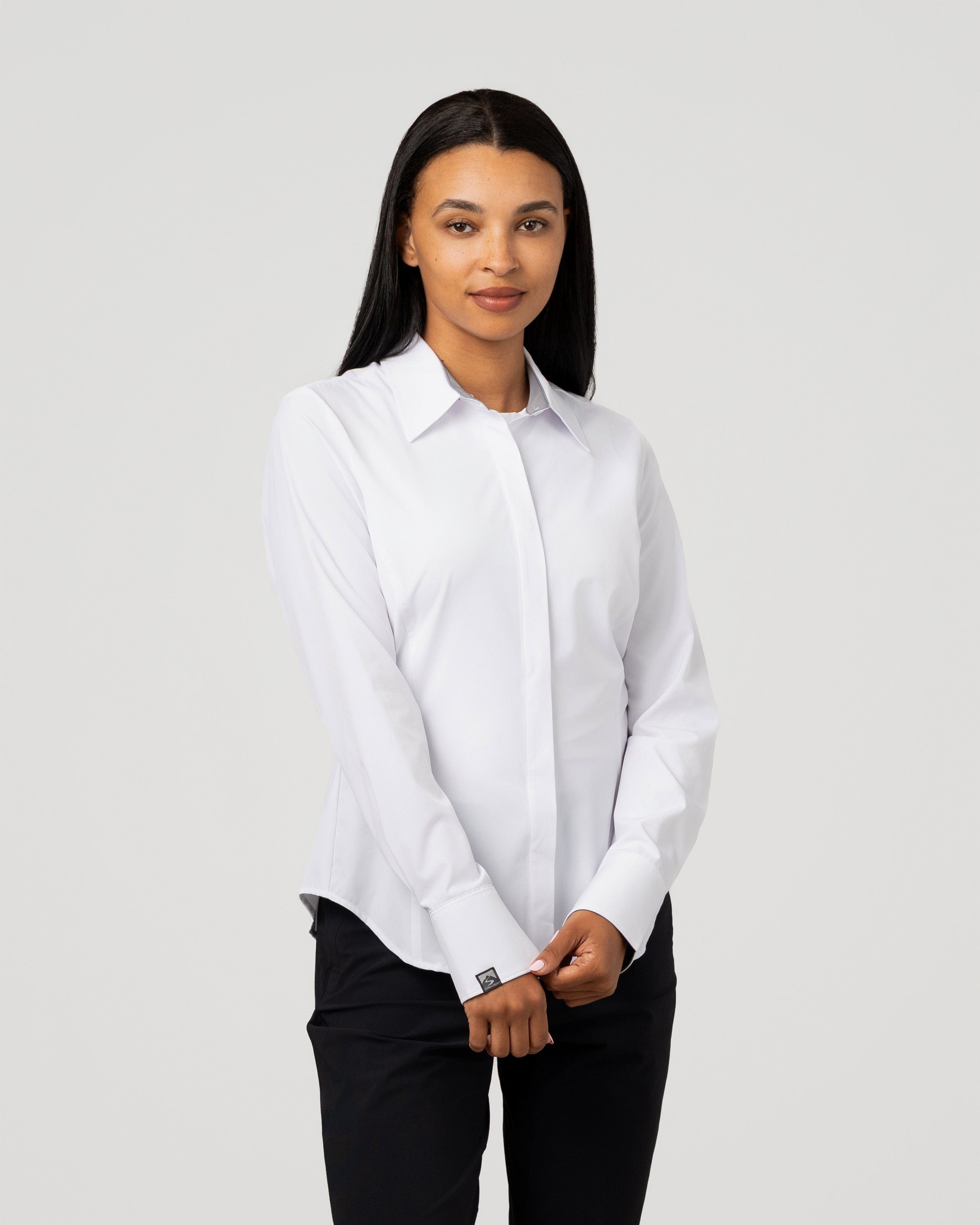 Women's Executive 4-Way Stretch Solid Button Up Oxford Blue/Gray / 2XL Women's Executive 4-Way Stretch Solid Button Up Oxford Blue/Gray / 2XL