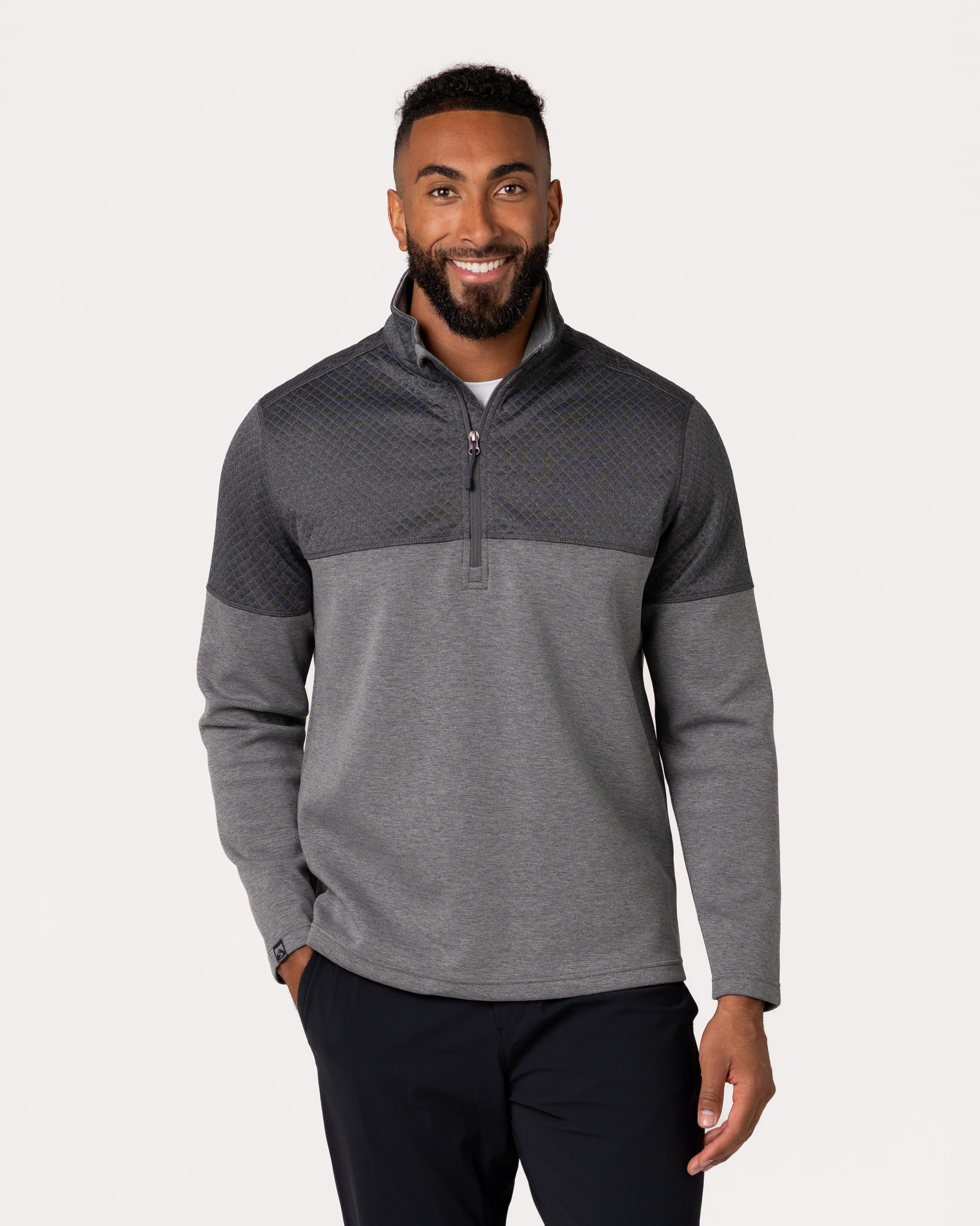 マズメウィンドカット防寒スウェットセットアップ　チャコール Men's Architect Quilted Quarter Zip Pullover – Storm Creek
