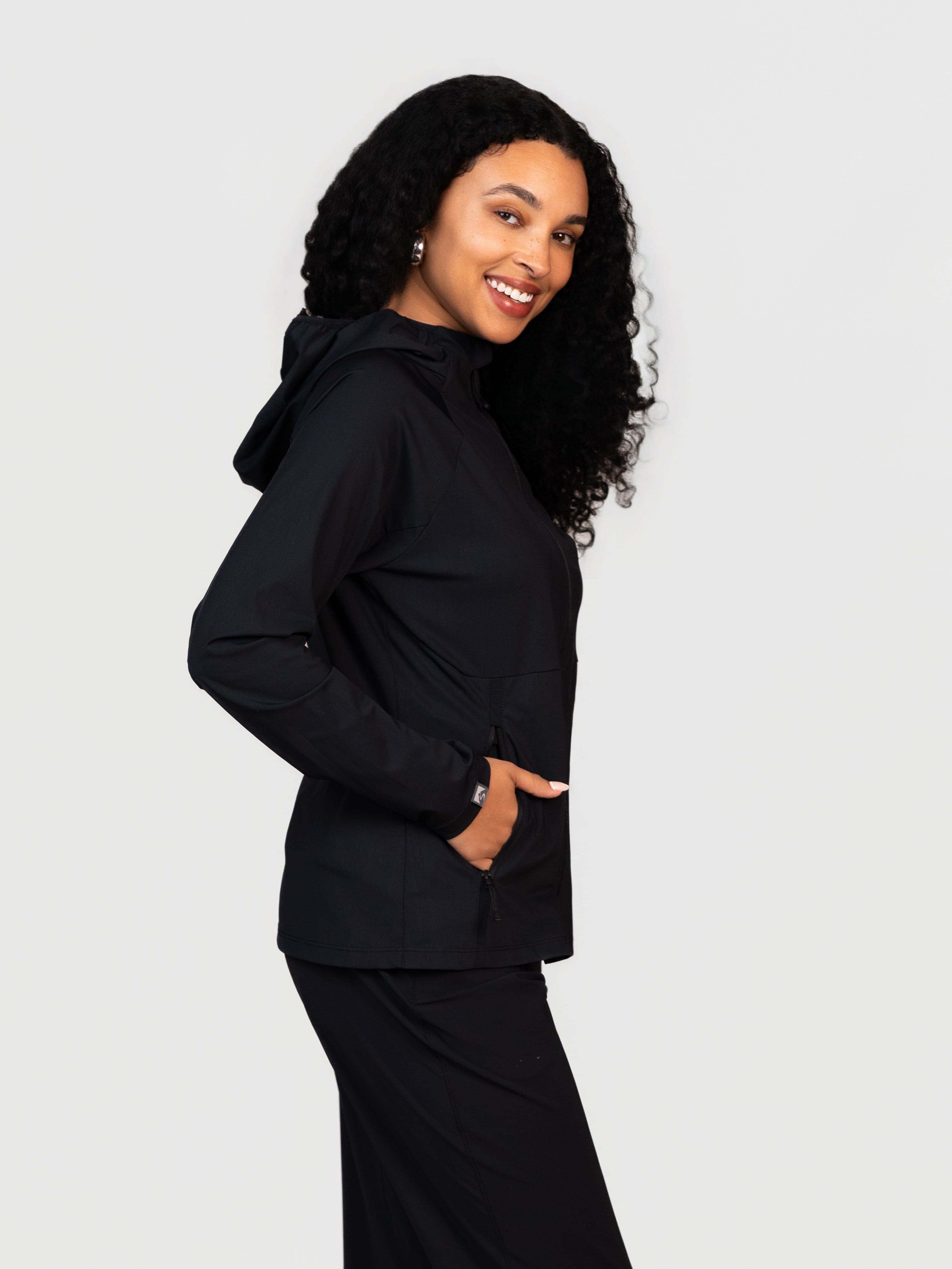 Women's Velocity 4-Way Stretch Performance Full Zip Hoodie – Storm