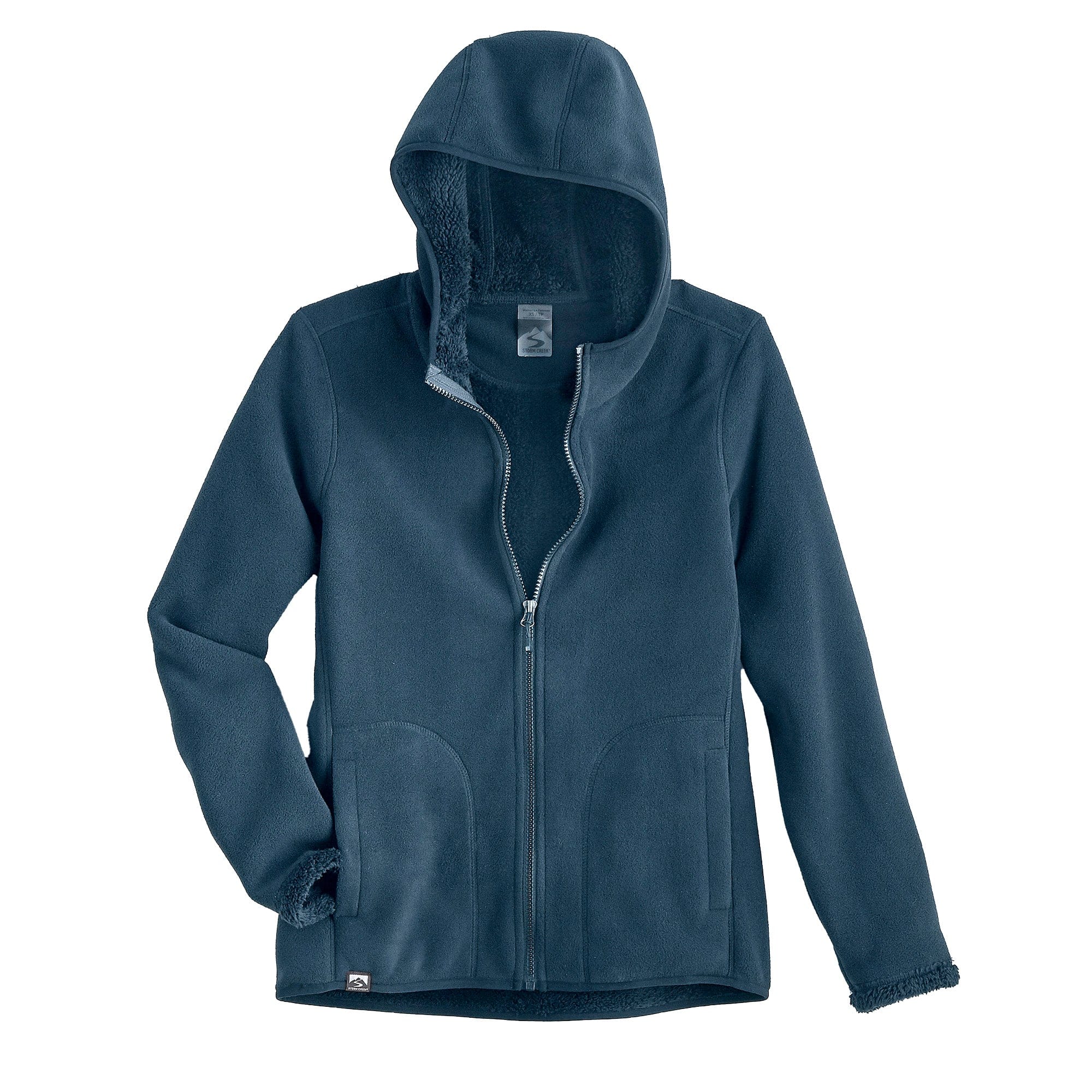 Women s Summit Sherpa Fleece Full Zip Hooded Sweatshirt Smokey Blue XL