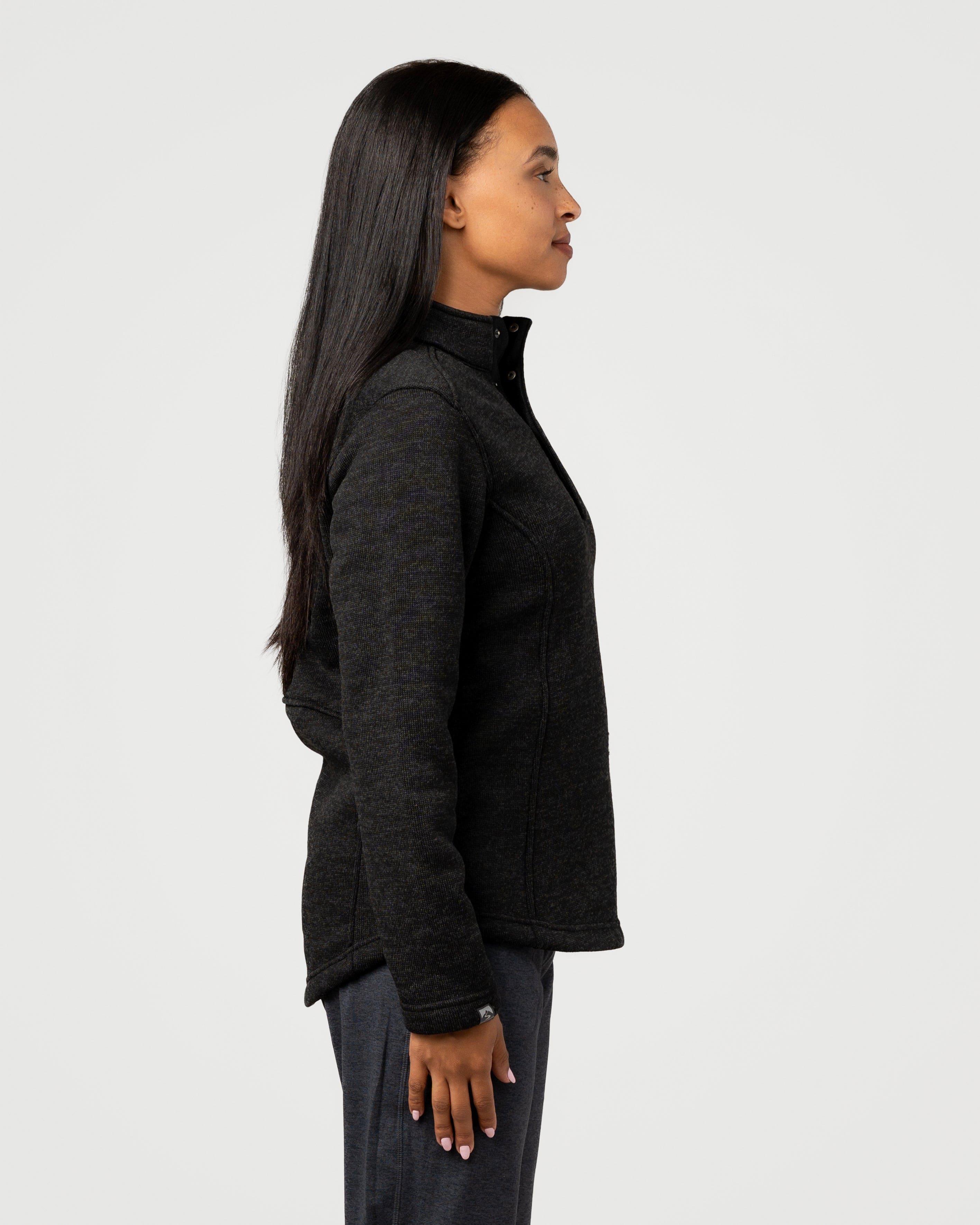 rerere　黒 Women's Overachiever Sweater Fleece Quarter Zip Pullover – Storm Creek