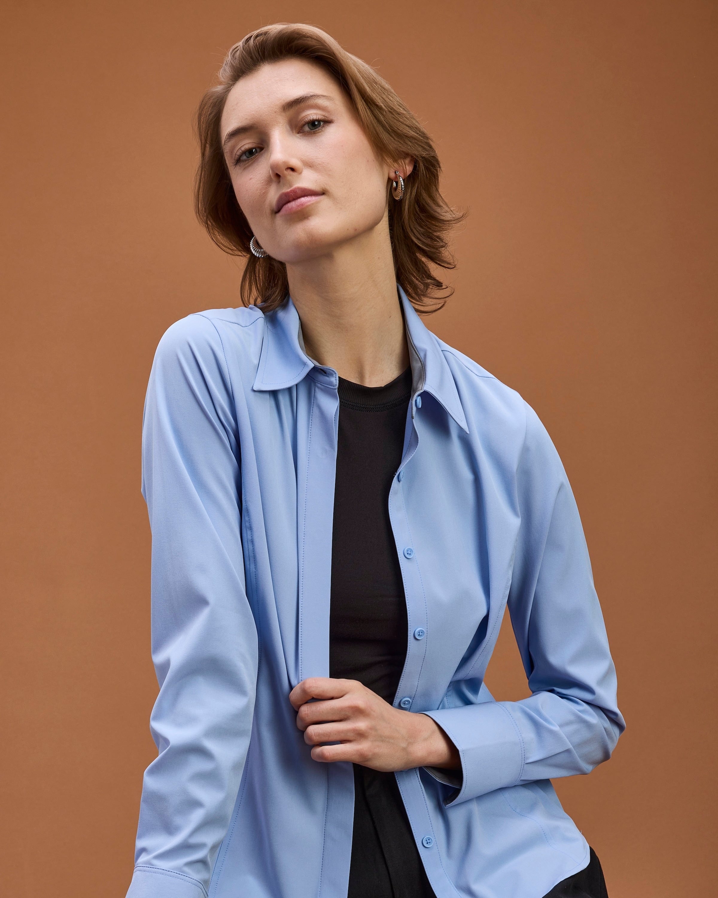 Women's Executive 4-Way Stretch Solid Button Up Oxford Blue/Gray / 2XL Women's Executive 4-Way Stretch Solid Button Up Oxford Blue/Gray / 2XL